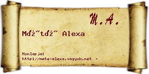 Máté Alexa névjegykártya