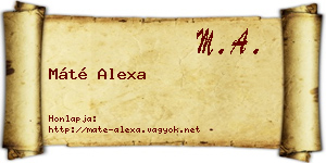 Máté Alexa névjegykártya
